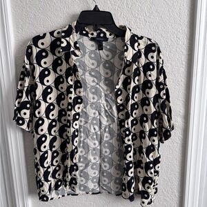 Forever 21 Black and White Yin Yang Button-Up Shirt